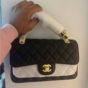 Chanel Black and White Quilted Shoulder Bag